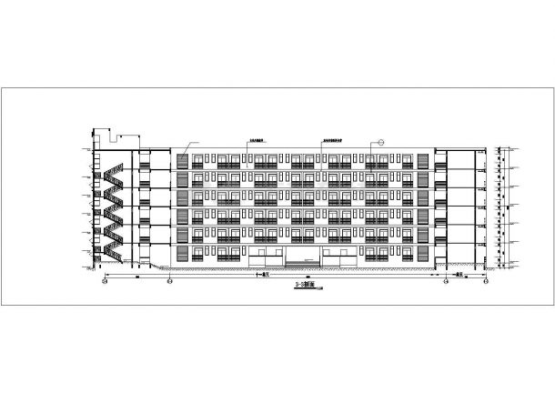 宁波市xx大学7500平米6层框架宿舍楼立剖面设计CAD图纸-图二