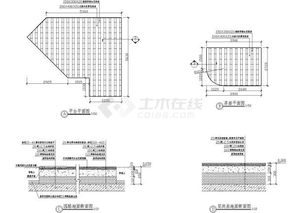 某地屋顶花园建筑设计cad平面施工图-图一