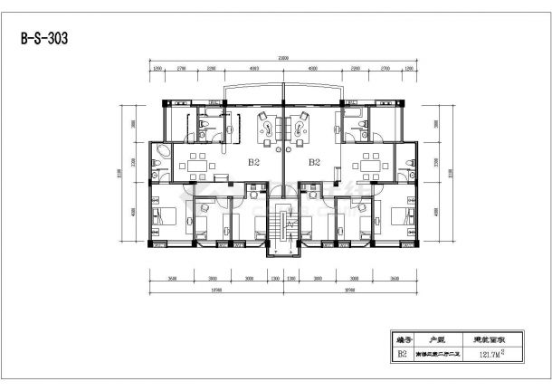 砖混住宅户型设计CAD参考图-图二