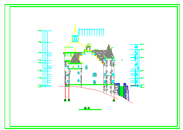 某地3层坡顶法国古堡建筑设计cad施工图纸-图二