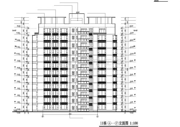 榆林市荷塘月色小区11+1层框架结构住宅楼全套建筑设计CAD图纸-图二