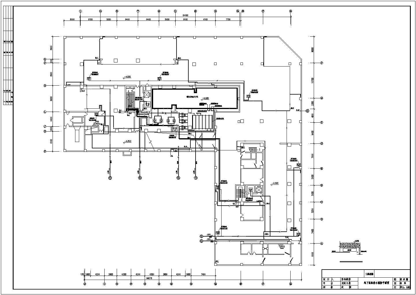 23层偏L型大厦单身公寓楼给排水施工CAD图
