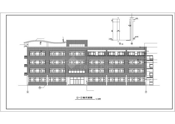 石河子市某中学3800平米左右4层全框架结构教学楼建筑设计CAD图纸-图二