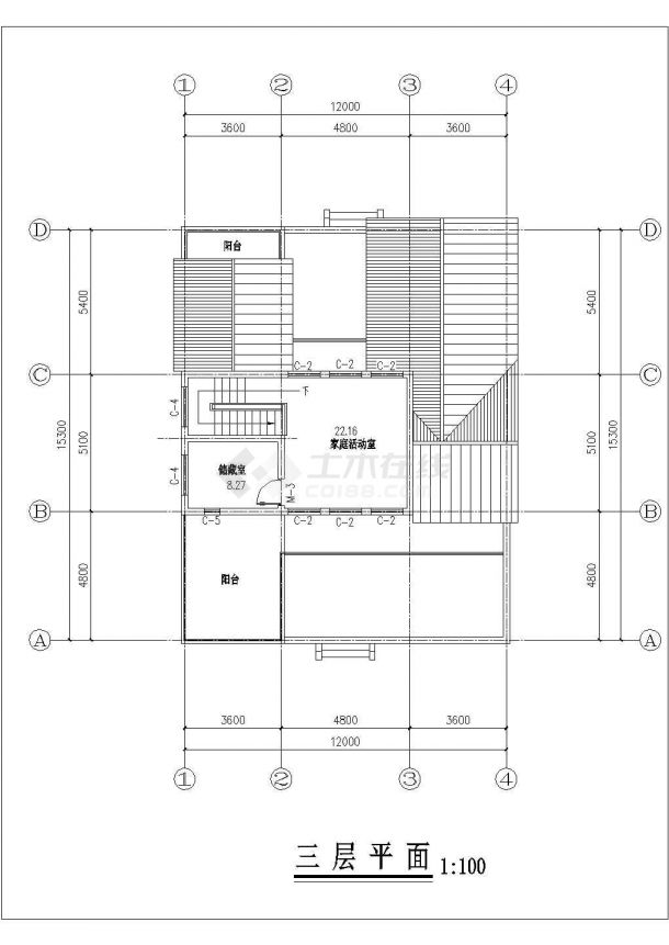 信阳市某现代化村镇3层框混结构独栋乡村别墅建筑设计CAD图纸-图一