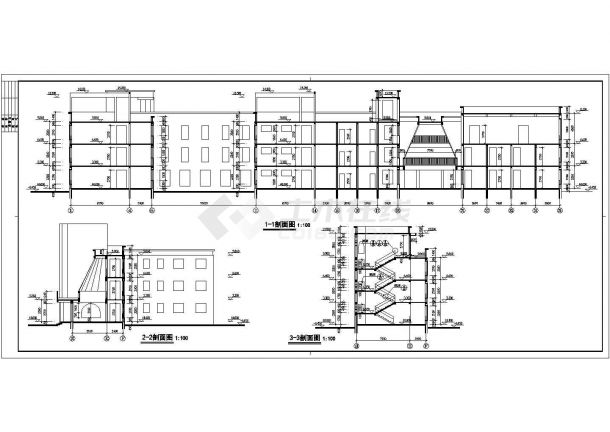 无锡市某小区3500平米3层框架结构艺术幼儿园建筑设计CAD图纸-图一