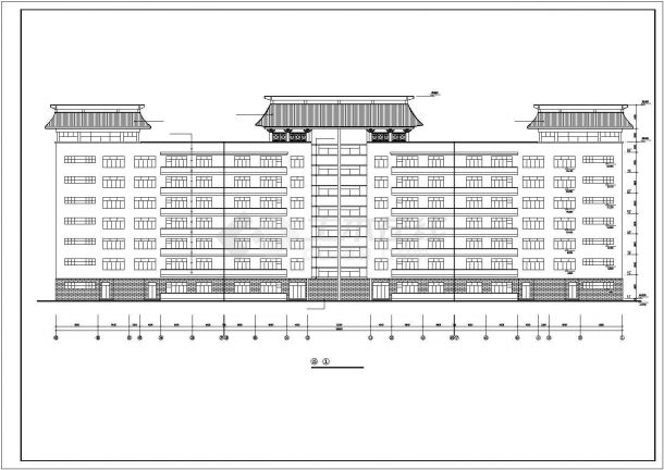 上海某高校占地1700平米7层钢混框架结构教学楼建筑设计CAD图纸-图二