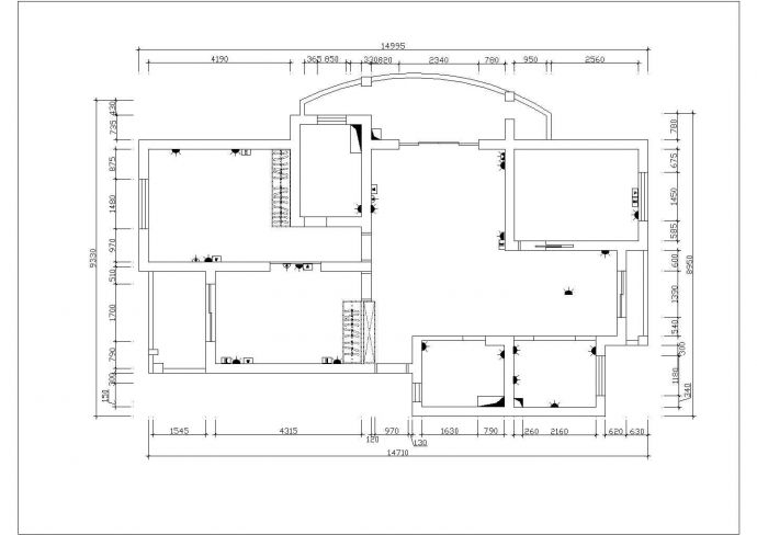 3室2厅家居装修施工CAD图纸_图1