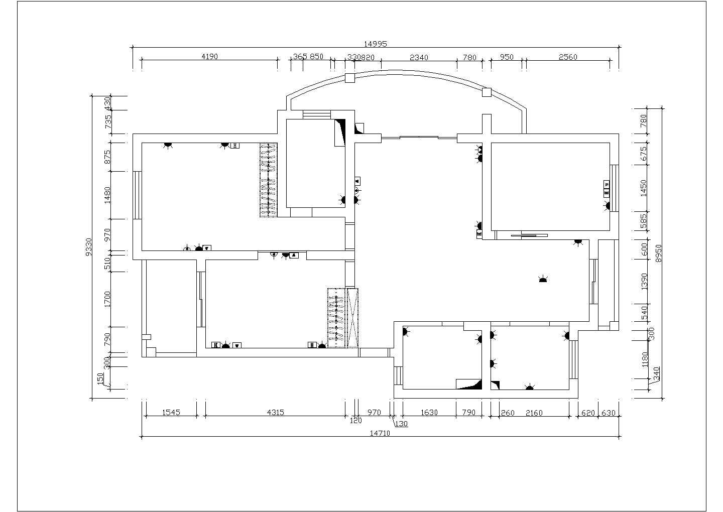 3室2厅家居装修施工CAD图纸