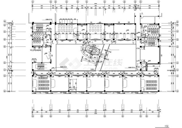 湘潭市某实验中学5500平米4层框架结构教学楼建筑设计CAD图纸-图二