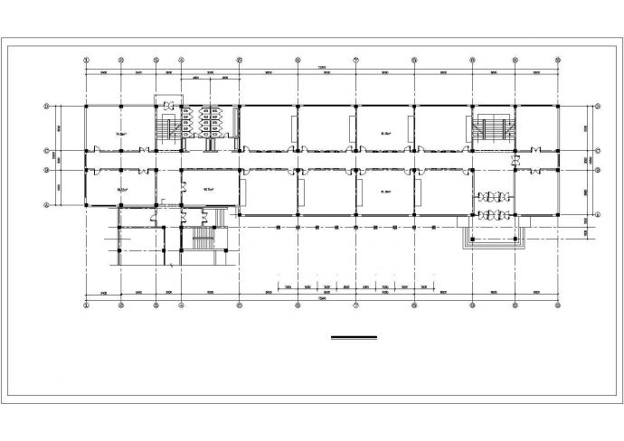 广州市第三中学6400平米4层框架结构教学楼平立剖面设计CAD图纸_图1