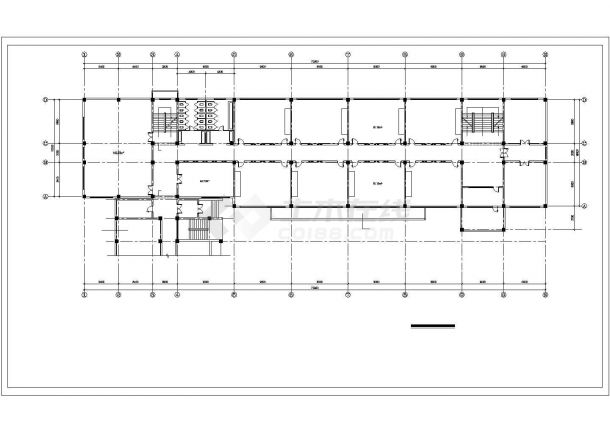 广州市第三中学6400平米4层框架结构教学楼平立剖面设计CAD图纸-图二