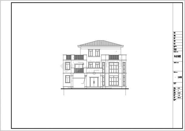 某三层砖混结构独栋别墅设计cad全套建筑施工图（含设计说明，附效果图）-图二