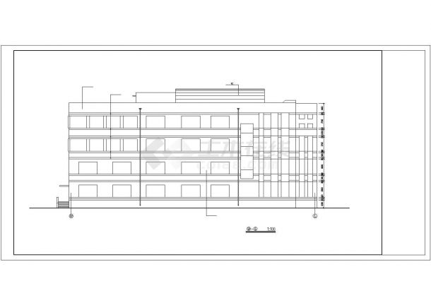 昆山市某职业学院3600平米五层框架结构实验楼平立剖面设计CAD图纸-图二