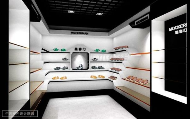某品牌鞋店现代流行风格室内装修设计cad详细施工图（含效果图）-图一