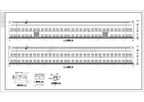 武汉市某3450平米单层排架结构建筑装饰材料公司厂房建筑设计CAD图纸-图二