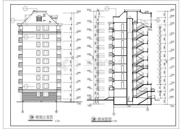 综合性住宅楼建筑设计CAD平面布置参考图-图二