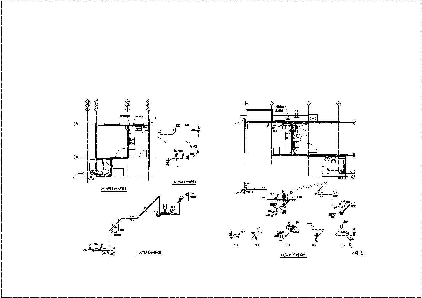 某地下1层地上6层(1梯2户3单元)住宅楼给排水设计cad详细施工图