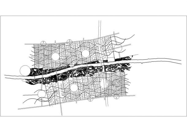 某护城河河道两侧的园林CAD设计施工图-图一