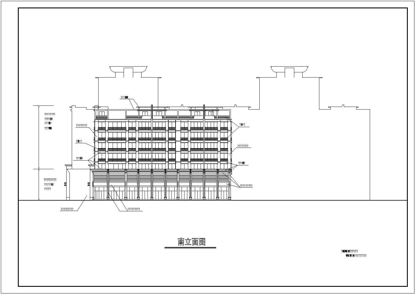 江苏省常熟市某邻里中心多层商住楼立面平面CAD图纸