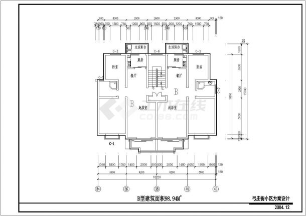 河南省周口市某多层小区规划总图装修设计CAD图纸-图二