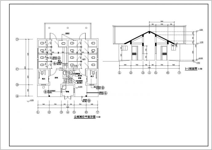 某小区公厕CAD设计施工图纸_图1