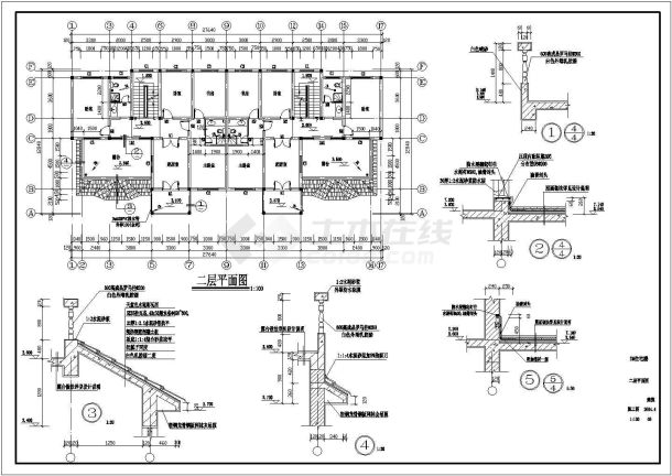 浙江省海宁市某高档多层住宅小区建筑施工设计CAD图纸-图二