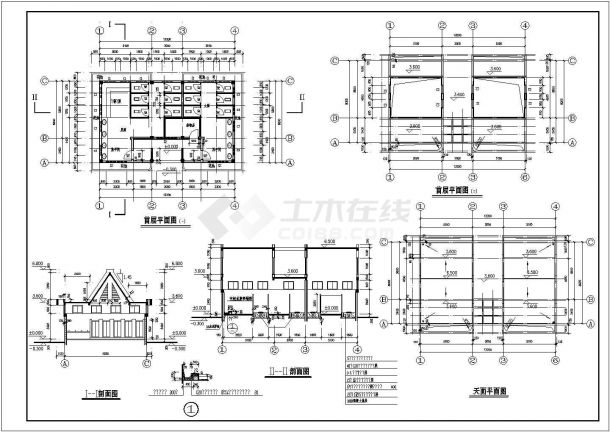 某长13.2米宽8米，1层意大利风格公厕CAD结构设计图纸（首层平面立面剖面）-图二
