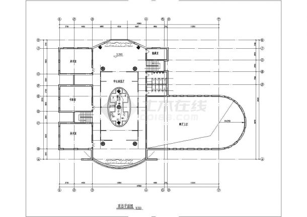 某2层长40.8米宽30.56米大学生活动中心CAD框架结构设计图纸-图一
