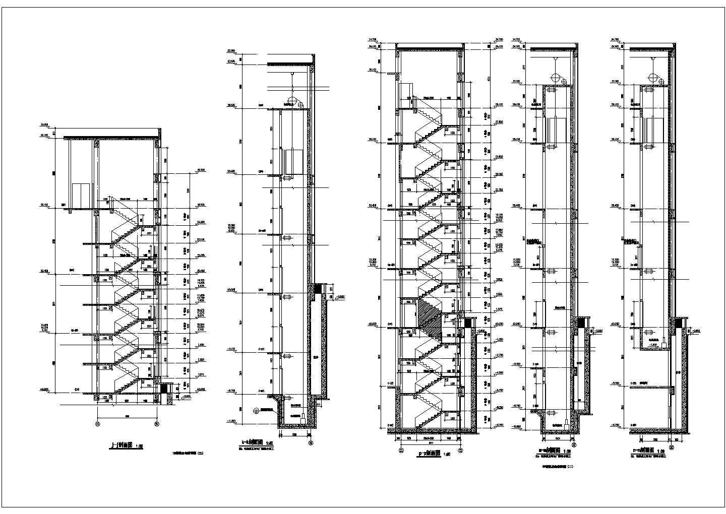 某大型购物商场楼梯电梯CAD设计施工图纸
