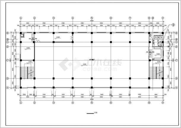 扬州某中学3500平米3层框架结构教学楼建筑CAD设计图纸-图一