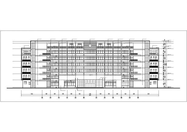 滦州市某高校占地1900平米6层框架结构教学楼建筑CAD设计图纸-图一