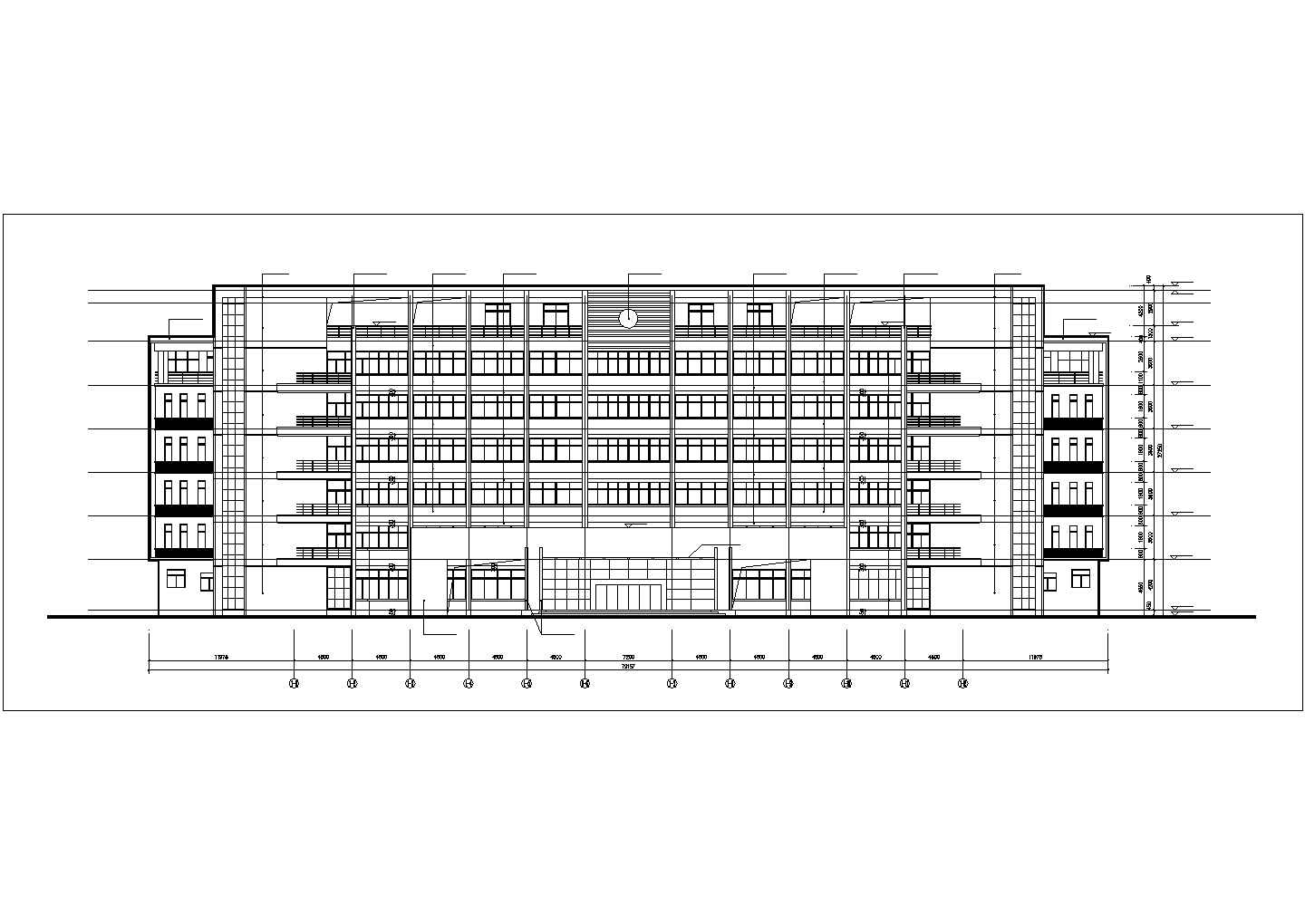 滦州市某高校占地1900平米6层框架结构教学楼建筑CAD设计图纸