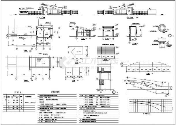 某高校门卫室CAD建筑设计施工图-图一