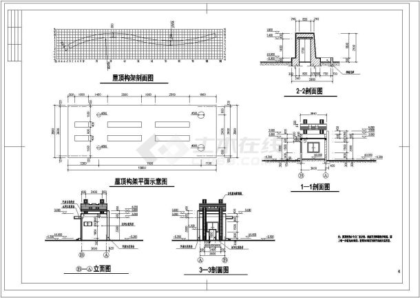 某高级中学大门CAD建筑施工设计图-图一