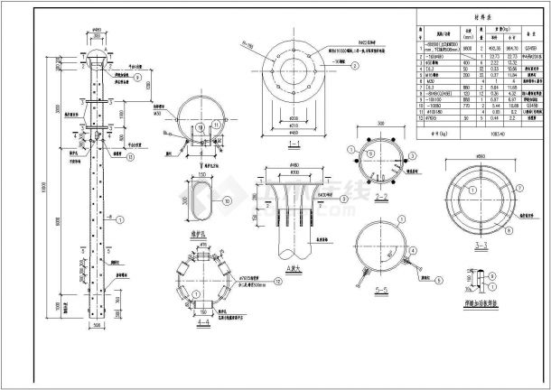 【最新】某钢结构灯杆塔建筑设计方案CAD图纸-图二