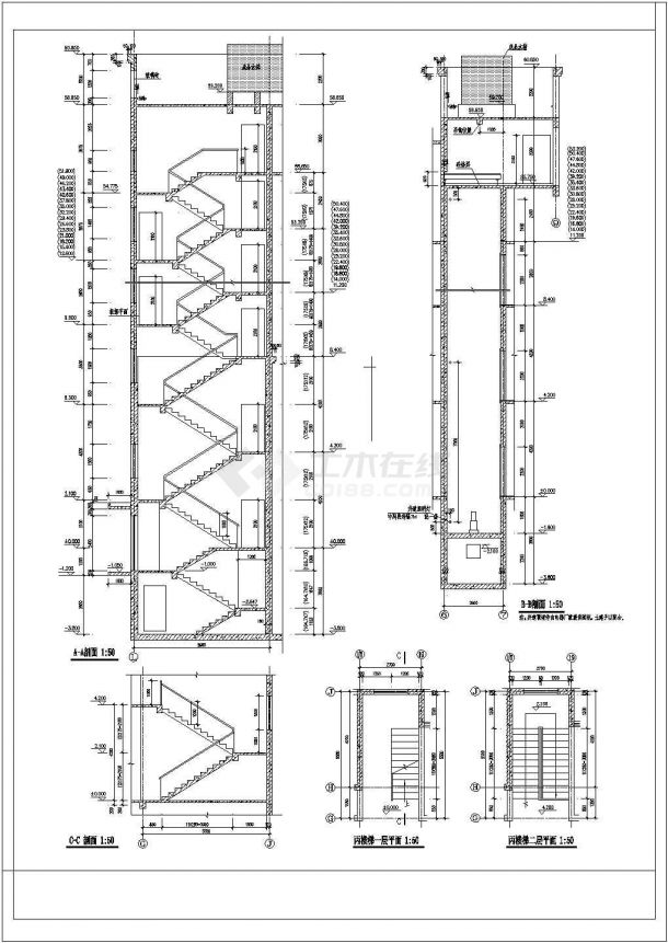海门区长江印高层住宅楼全套施工设计CAD图纸-图二