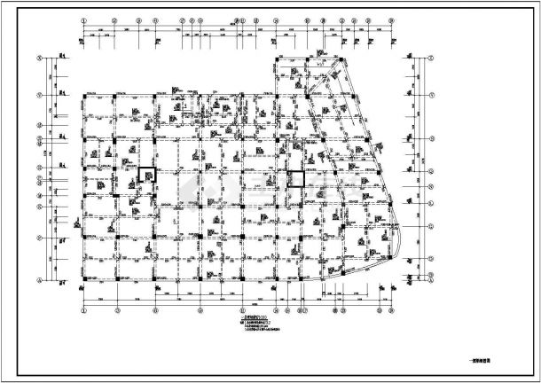 长48米宽34.7米 8层异形柱框架住宅楼结构施工CAD图-图二