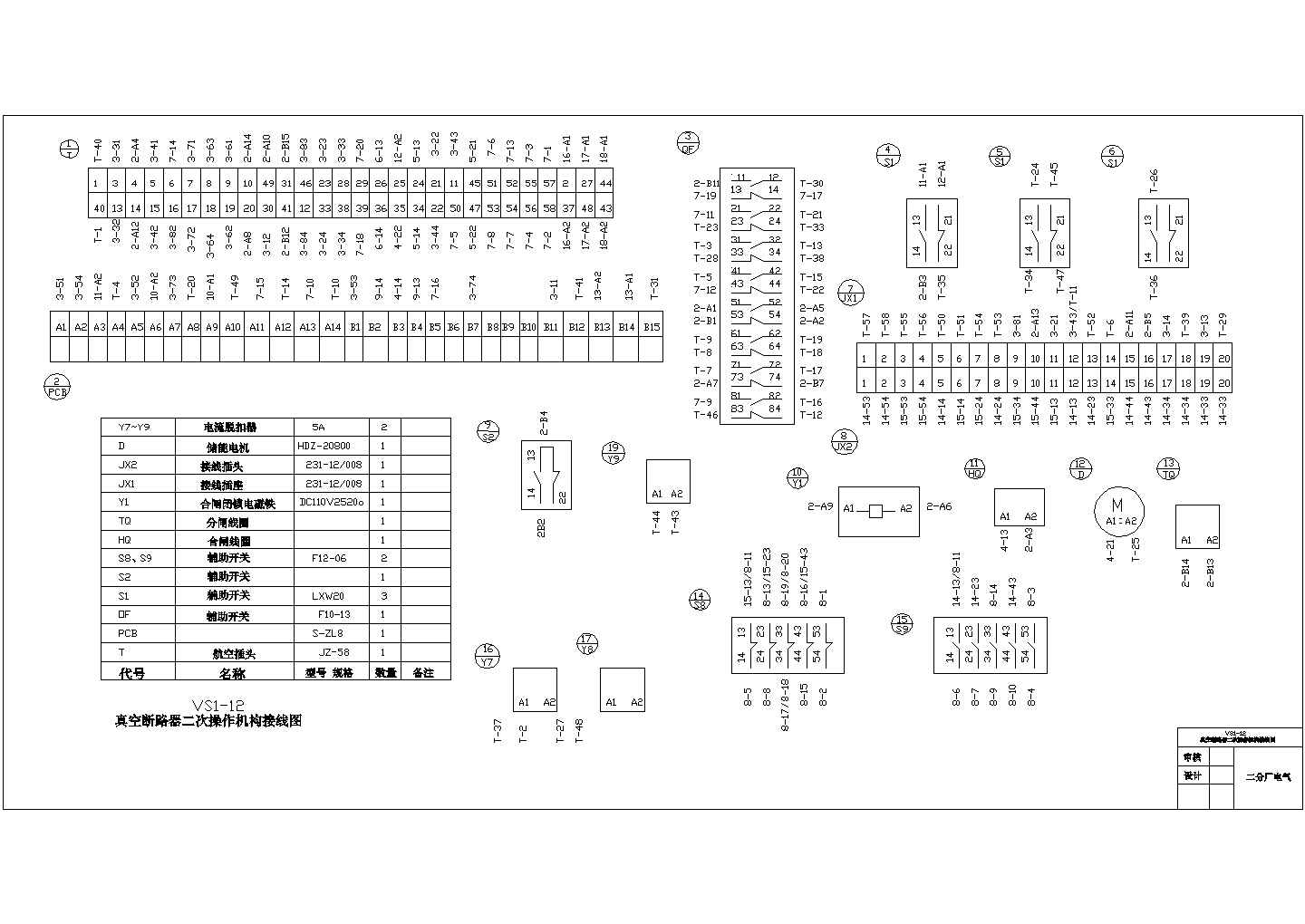 设备控制器_VS1-12真空断路器二次操作机构接线图