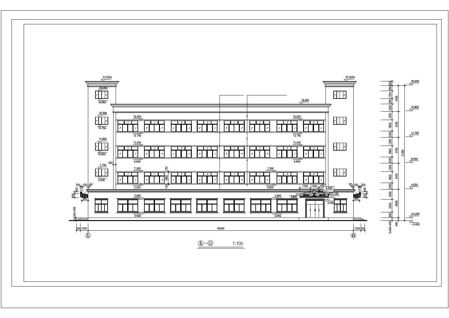 常州市某大型食品工厂5000平米4层框架结构加工厂房建筑设计CAD图纸