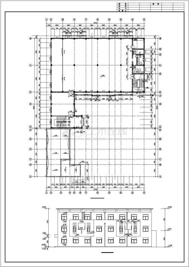 莆田市某纺织厂1千平米三层框架结构组装车间建筑设计CAD图纸-图二
