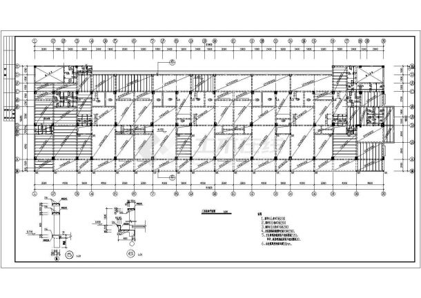 长61.8米宽18.6米 9层框架住宅楼结构施工CAD图-图二
