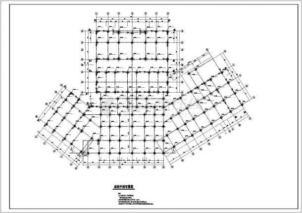 长65米宽40米13层薄壁异形柱框架商住楼结构施工CAD图-图一