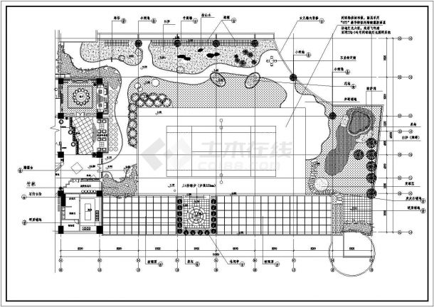 某多层办公楼屋顶花园环境工程全套施工设计cad图-图二
