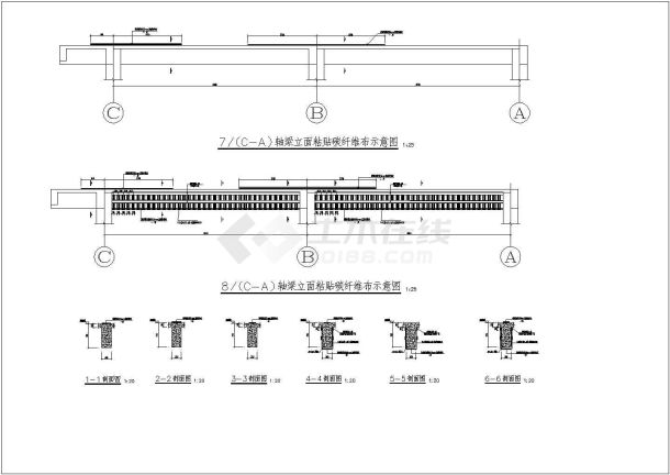 某地多层办公楼加固结构施工全套设计cad图-图二