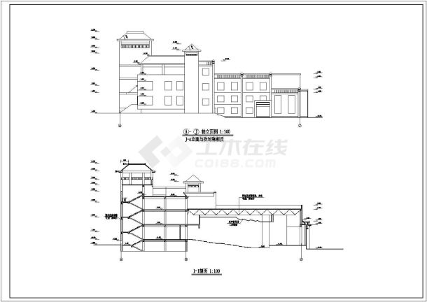 衢州市某大学4300平米3层框架结构艺术中心建筑设计CAD图纸-图一