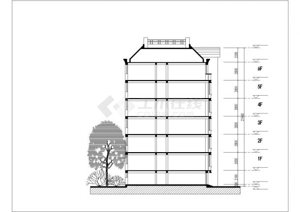 广州市梧桐花园小区4350平6层砖混结构住宅楼平立剖面设计CAD图纸-图一
