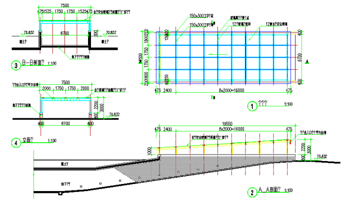 某购物中心车库入口CAD绿化设计规划详图_图1
