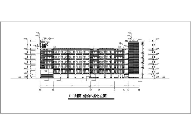 某中学1.1万平米五层框架结构教学楼平立剖面设计CAD图纸（含架空层）-图一