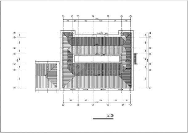 湖州某中学2600平米3层框架结构教学楼平立剖面设计CAD图纸-图一