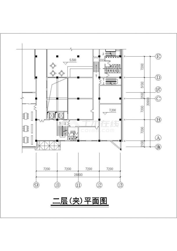 台州某高校6100平米4层框架结构图书馆平立面设计CAD图纸-图二
